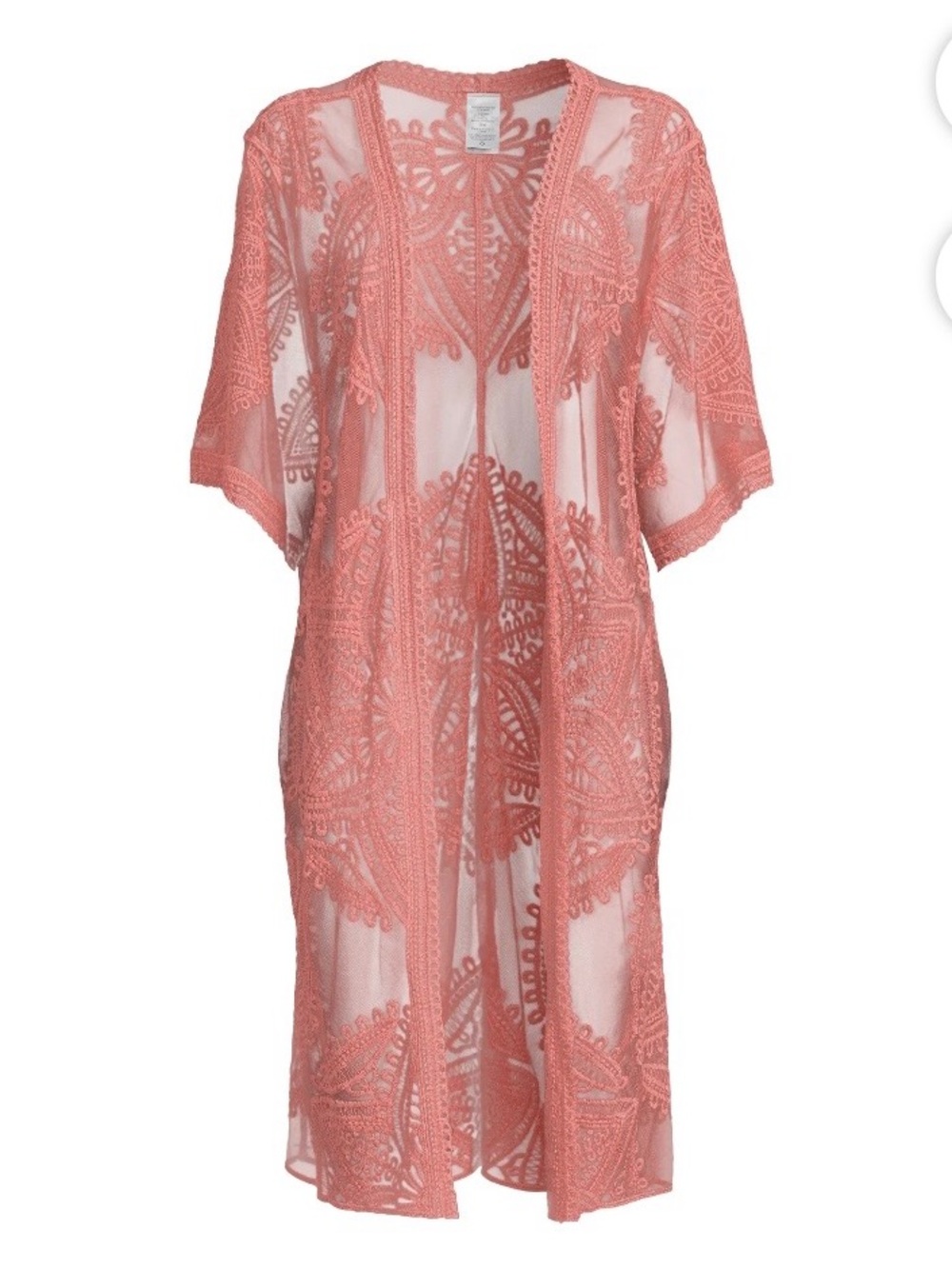 Time and Tru Lace Kimono Duster L Dusty Rose Boho